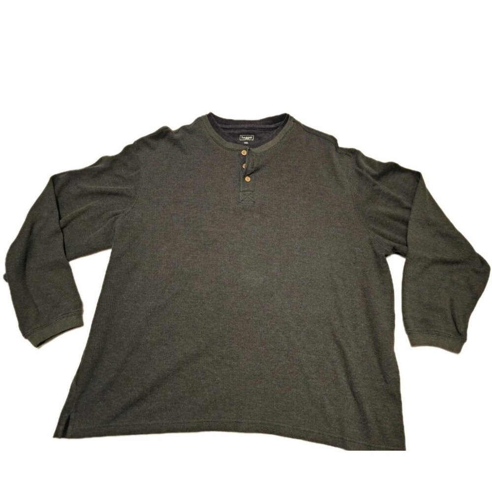 Haggar Men's Henley Two Tone Sweater Shirt Winter Fall Size XXL
